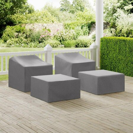 CROSLEY BRANDS 4 Piece Furniture Cover Set With 2 Arm Chairs & 2 Ottomans - Gray MO75009-GY